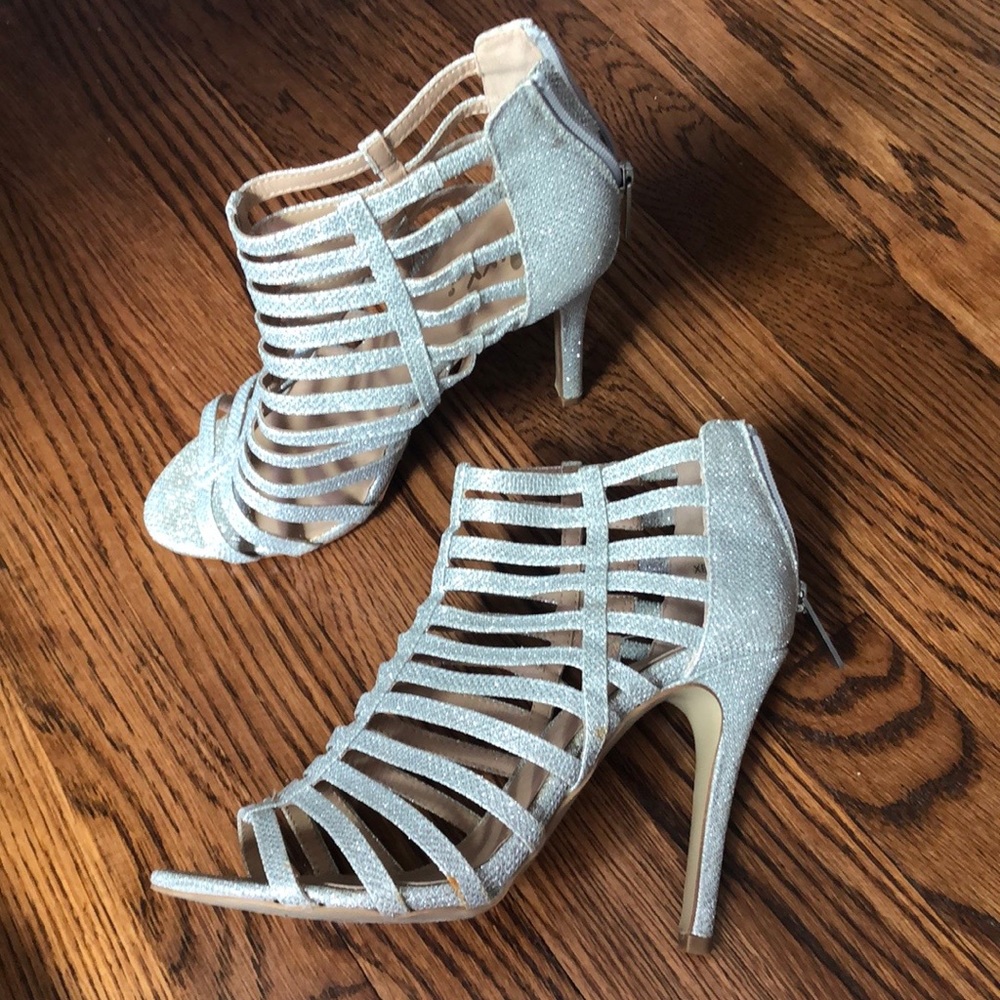 Champagne glitter strappy heels
